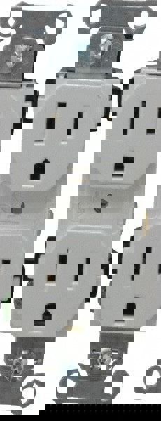 Straight Blade Duplex Receptacle: NEMA 5-15R, 15 Amps, Self-Grounding